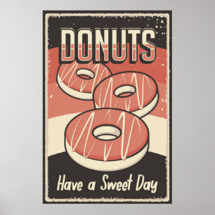 Poster negócio retro vintage rosquinha
