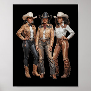Poster Negra-Africana Cowgirl Western Country Tex