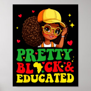 Poster Negra Bonita e Educada Afro-Americana para Garota