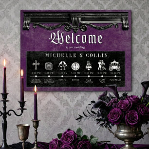 Poster Negra Gótica e Ordem Púrpura de Casamento de Event