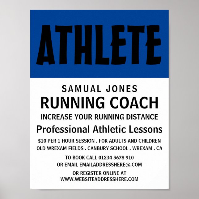 Poster Negrito Moderno, Anúncio de Lição de atletismo (Frente)