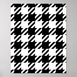 Poster Negro e branco do houndstooth