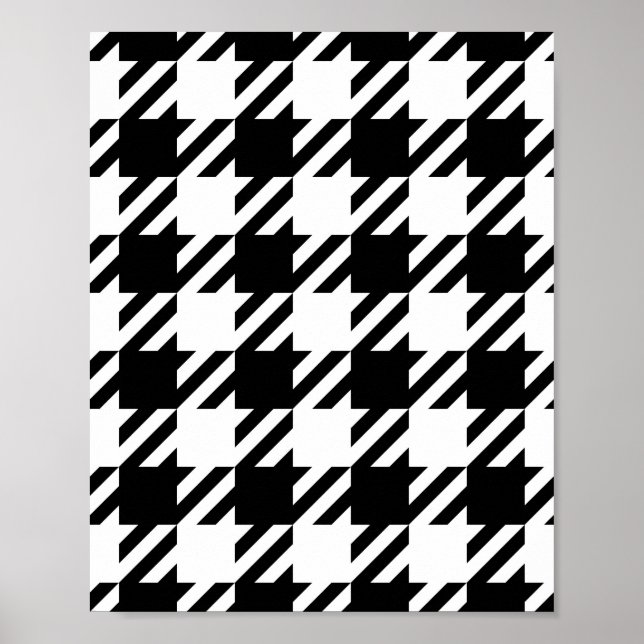 Poster Negro e branco do houndstooth (Frente)