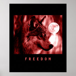 Poster Negro Red Motivation Wolf