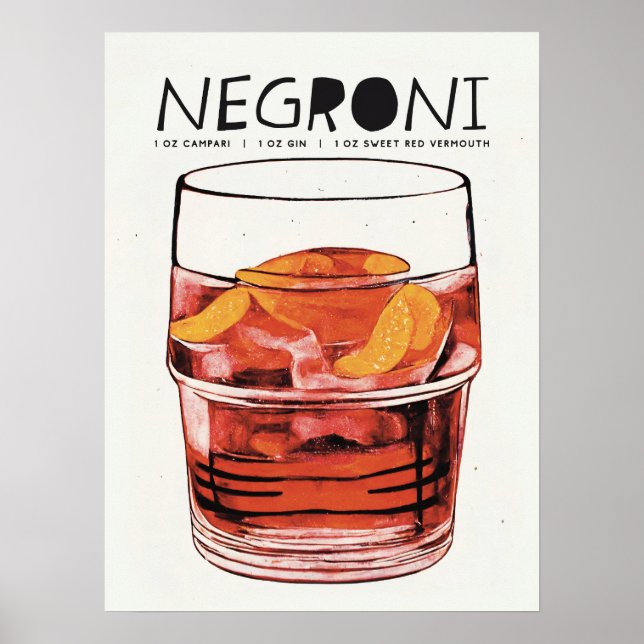 Poster Negroni Retro Art Big Glass Coctail (Frente)