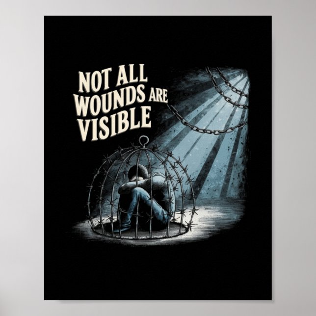 Poster Nem todas as feridas são visíveis_a pessoa deprimi (Frente)