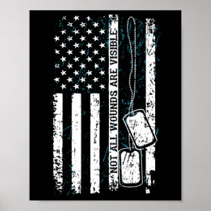 Poster Nem Todas As Feridas Visíveis Etiqueta Militar Usa