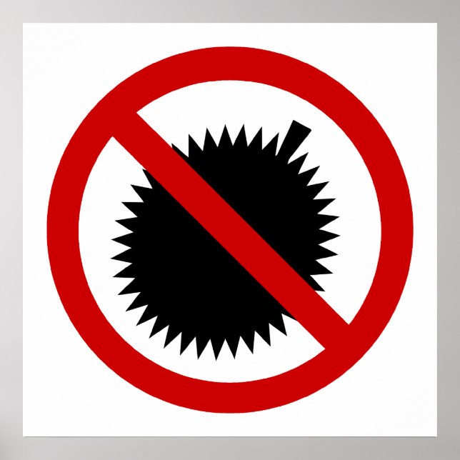 Pôster Nenhum Fruto Tropical Durian ⚠ Sinal Tailandês ⚠ (Frente)