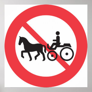 Poster Nenhum sinal de estrada do cavalo e do carrinho