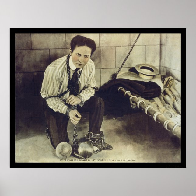 Poster Nenhuma Prisão Pode Segurar Harry Houdini 1898 (Frente)