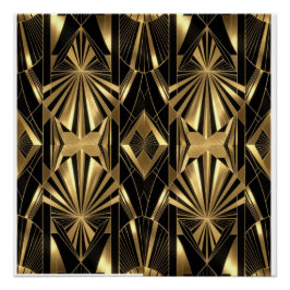 Pôster Neo Art Deco Black Gold Geometric Gatsby 