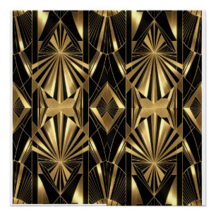 Pôster Neo Art Déco Preto Dourado Geométrico Gatsby