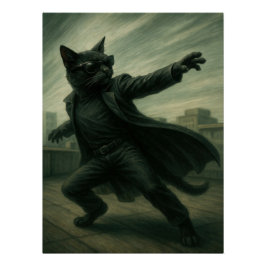 Pôster Neo Catrix - Black Cat in Trench Coat & Shades