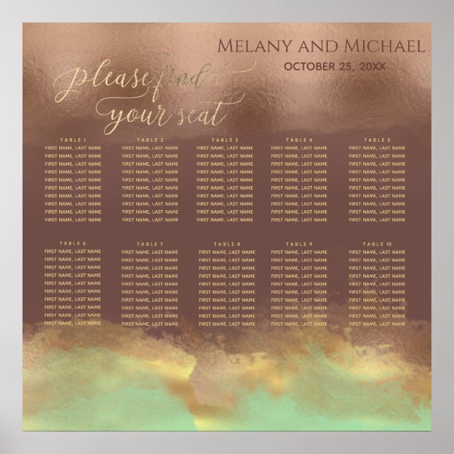 Poster Neo mint canela rosa dourada aquarela (Frente)