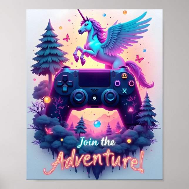 Poster Neon Adventure: Escape Fantástico dos Jogos (Frente)