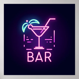 Poster Neon Bar Sinal Neon Artista Neon Led Sinaliza Arte