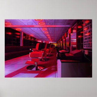 Poster Neon barbershop digital painting print