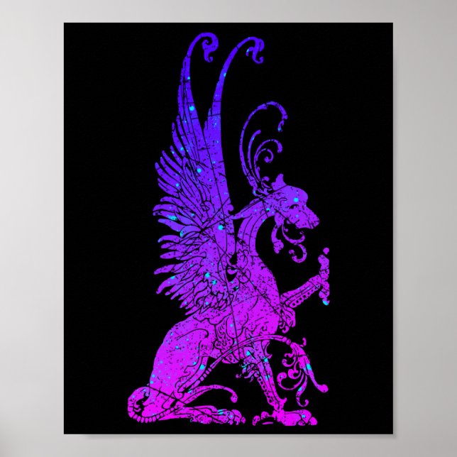 Poster Neon Basilisk Monster Symbol Dragon Beast (Frente)