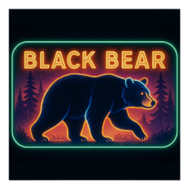 Pôster Neon Black Bear Poster