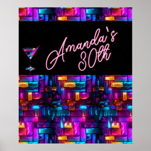 Poster Neon Blacklight Abstrato, coquetel