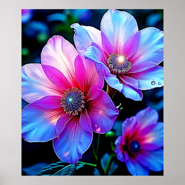 Poster Neon Bloom Flower Magic Design (Frente)