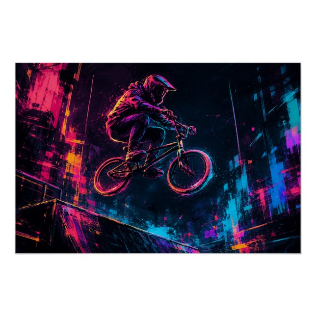 Pôster Neon BMX (Frente)