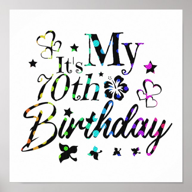 Poster neon bokeh textured it's my 70th birthday (Frente)