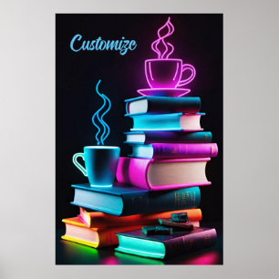 Poster Neon Books E Café