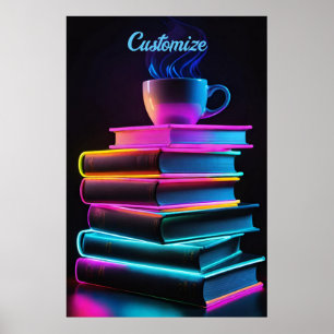 Poster Neon Books E Café 2
