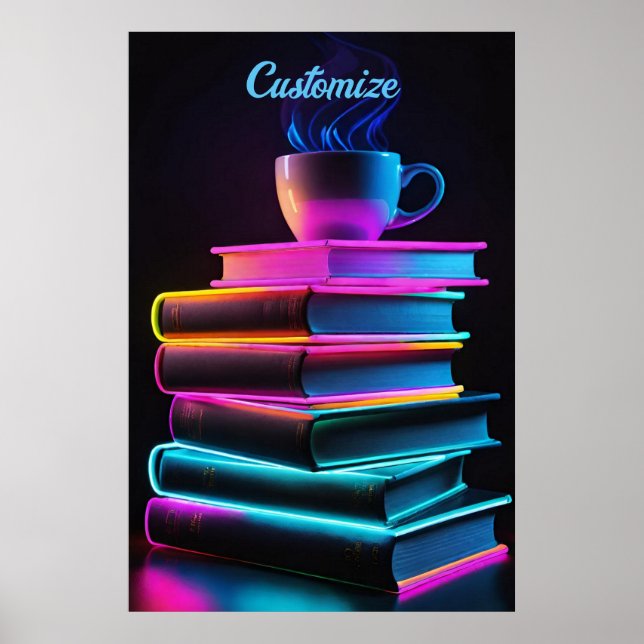 Poster Neon Books E Café 2 (Frente)