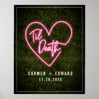 Neon Boxwood Til Death Neon Heart Wedt Bem-vindo