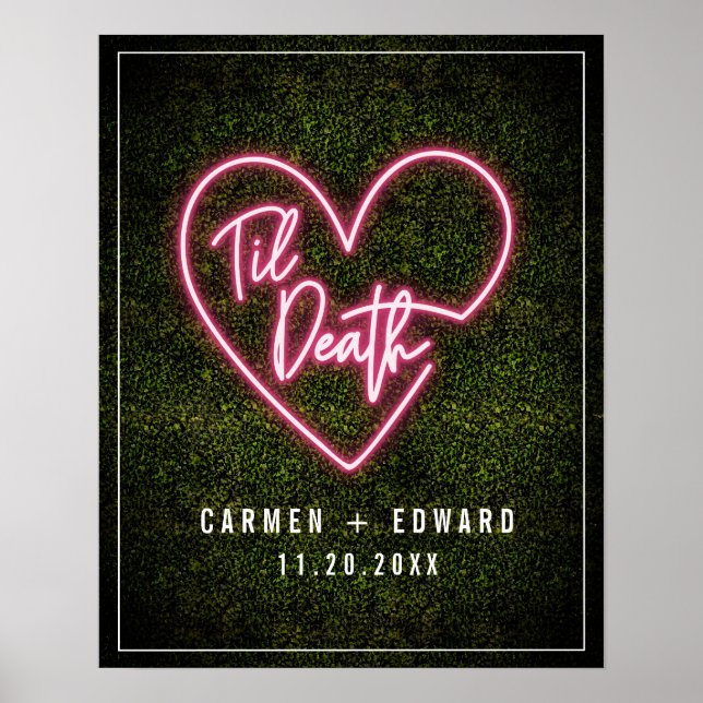 Poster Neon Boxwood Til Death Neon Heart Wedt Bem-vindo (Frente)