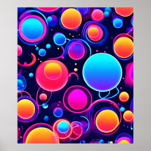 Poster Neon Bubble Pattern