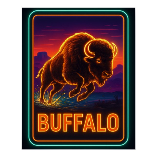 Pôster Neon Buffalo Poster (Frente)
