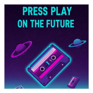 Pôster Neon Cassette Art