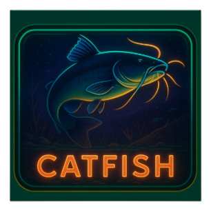 Pôster Neon Catfish Poster