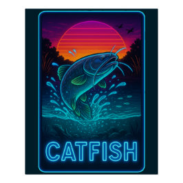 Pôster Neon Catfish Poster