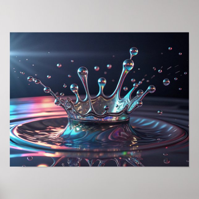 Poster Neon Chrome Crown Splash (Frente)