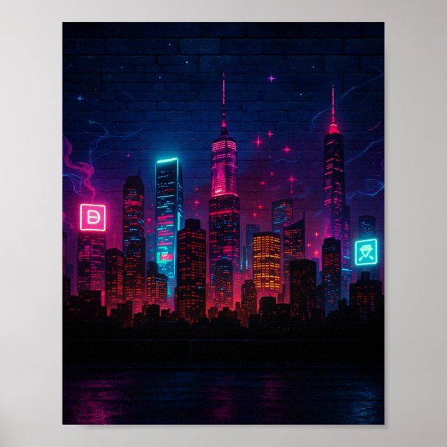 Poster Neon City Skyline: Retroturismo (Frente)