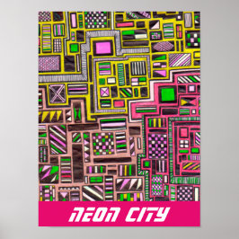 Poster Neon City slogan pop futurista