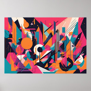Poster Neon City Vibes - Abstrato Geométrico Wall Art Imp