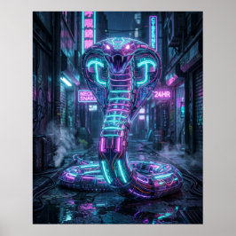 Poster Neon Cobra Cyber Alley não precisa de tradução, po
