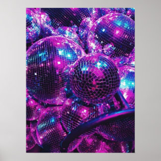 Poster Neon Color Disco Ball