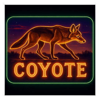 Pôster Neon Coyote Poster