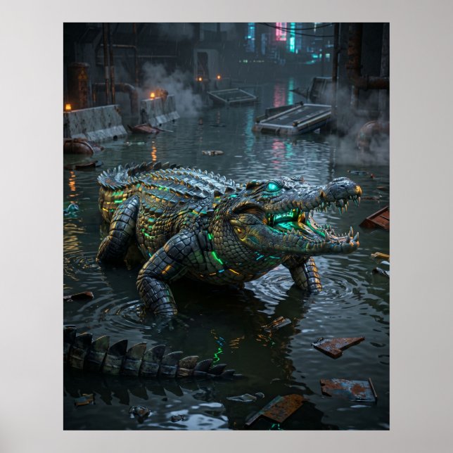 Poster Neon Crocodilo Setor Inundado (Frente)