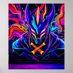 Poster Neon Cyber Guardian Art