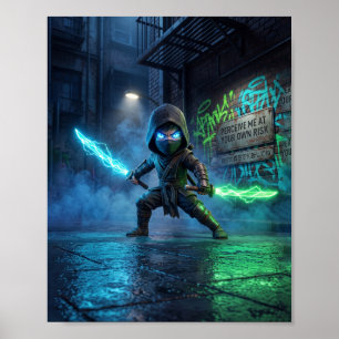Pôster Neon Cyberpunk Ninja