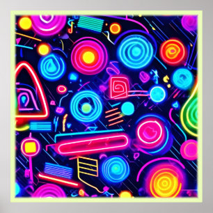Poster Neon Dreamscape (Paisagem do Sonho): Uma Abstrato 