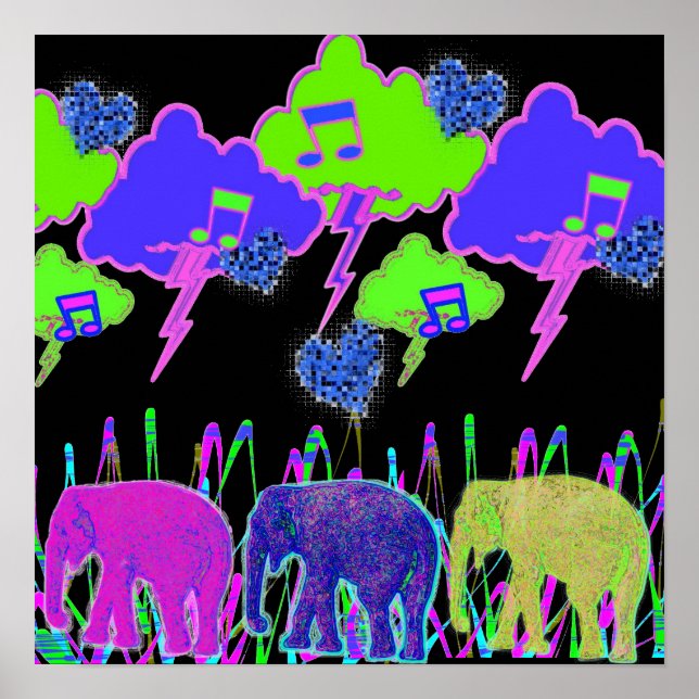 Poster Neon Elephants (Frente)