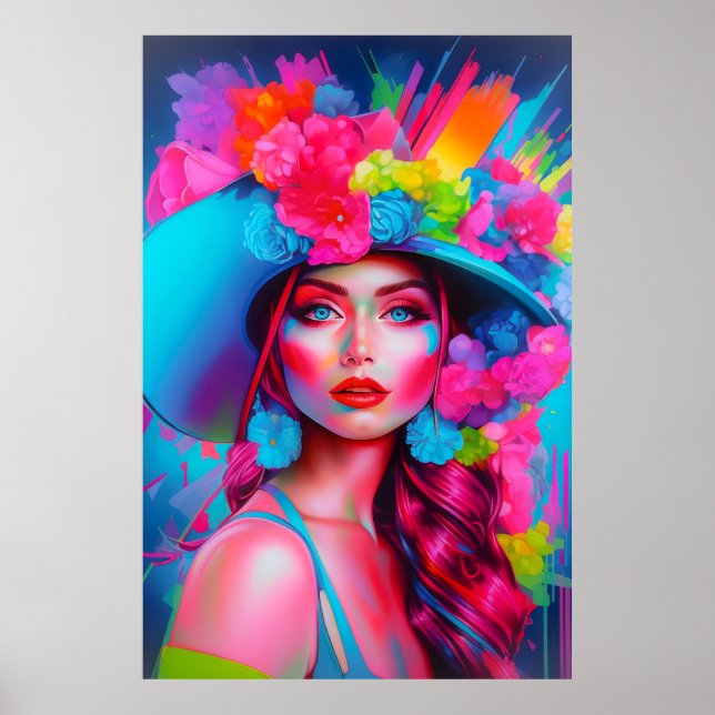 Poster Neon Fantasy Floral Retrato (Frente)
